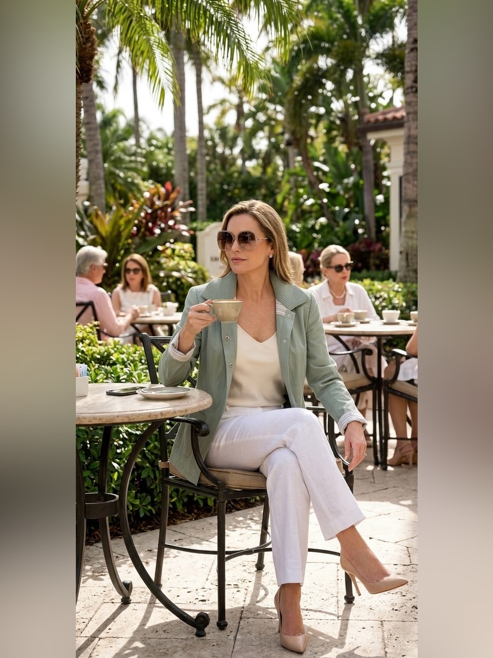 St. John Sport Sage Green Cotton Blend Jacket | Size Large | EUC